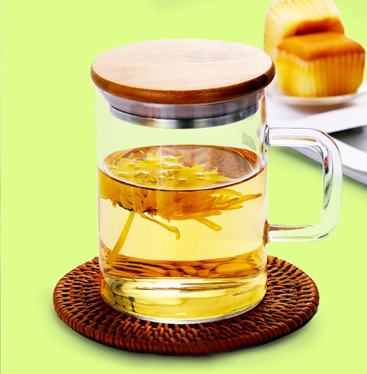 Glass Mug with Bamboo Lid